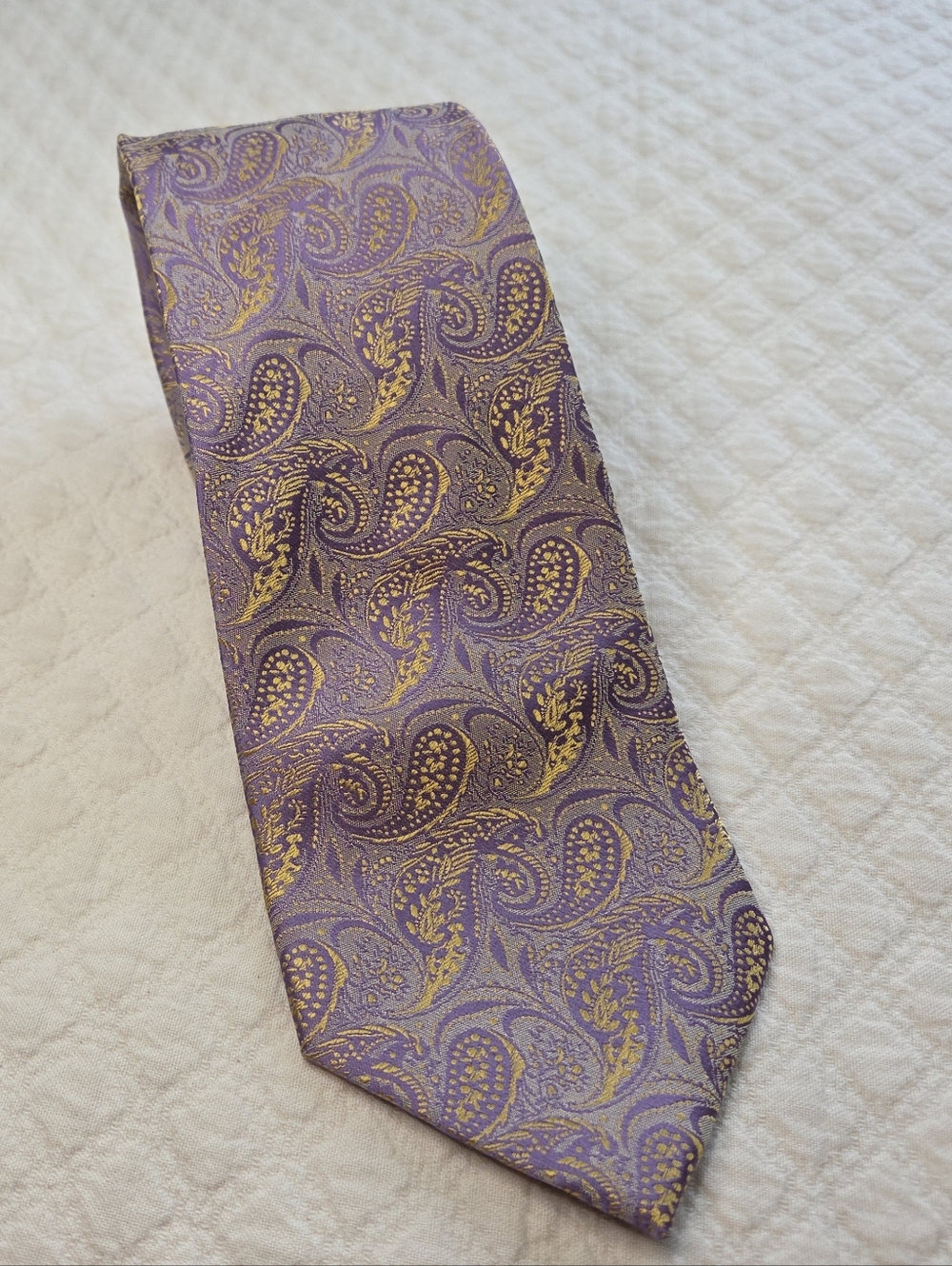 Alberto Zerra Silk Tie Purple Gold Paisley